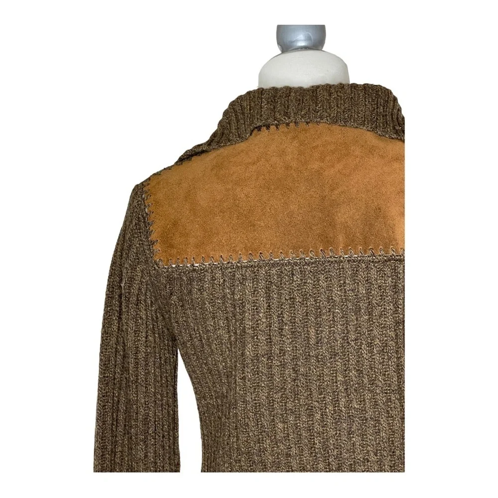 Banana Republic 100% Lambswool and Suede Pocket Cardigan S - Picture 4 of 10